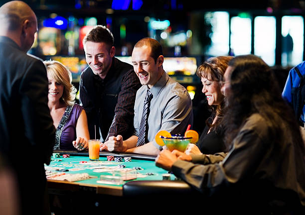 Wide angle view of live casino dealer studio